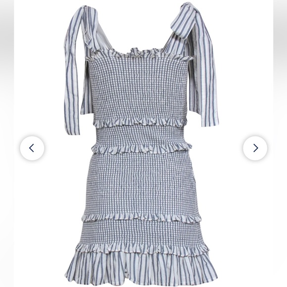LoveShackFancy Belle Striped Mini Dress - Blue and White - Picture 5 of 5